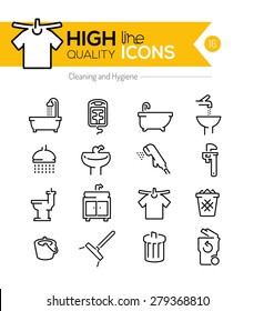 High Quality Cleaning and Hygiene line icons