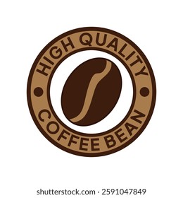 High quality coffee bean. Coffee shop logo. Retro badge coffee bean icon line stamp logo vector design in vintage hipster modern style, premium coffee shop bar brand symbol icon.