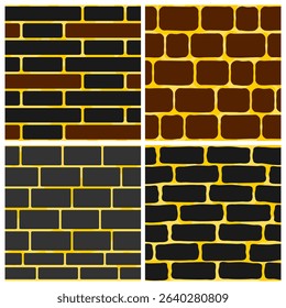 high quality collection of seamless black brick wall patterns, designed in clean vector format for endless creative possibilities