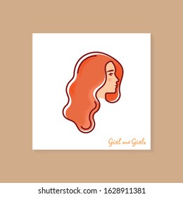 High quality color vector illustration of a woman in profile with laterings. The girl in the profile.