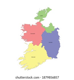 Mapa de alta calidad y colorido etiquetado de Irlanda con las fronteras de las regiones