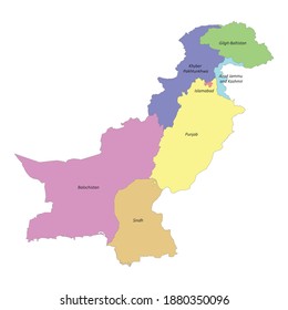 Mapa etiquetado de alta calidad de Pakistán con fronteras de provincias
