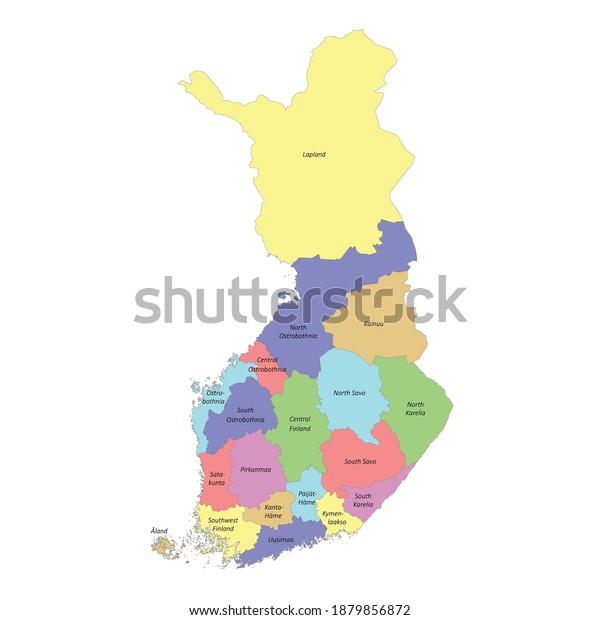 High Quality Colorful Labeled Map Finland Stock Vector (Royalty Free ...