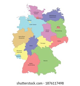 High quality colorful map of Germany with borders of the regions