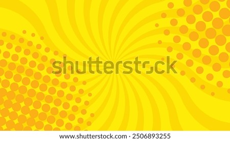 High quality comic book style background, wave rays with halftone texture. comic book pop art vector design. comic yellow background