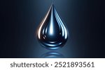 High Quality Crude Oil Drop Isolated on Dark Background, Shiny Droplet, Different From Similar Vector, Vector Illustration