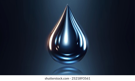 Gota de petróleo crudo de alta calidad aislada sobre fondo oscuro, gotita brillante, diferente del Vector similar, Ilustración vectorial