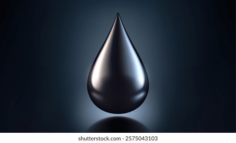 High Quality Crude Oil Drop Isolated on Dark Background, Shiny Droplet, Different From Similar Vector, Vector Illustration