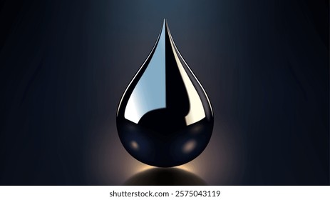 High Quality Crude Oil Drop Isolated on Dark Background, Shiny Droplet, Different From Similar Vector, Vector Illustration