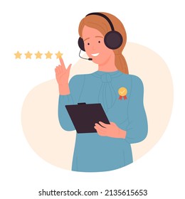 High quality of customer support service. Call center agent of help information client flat vector illustration