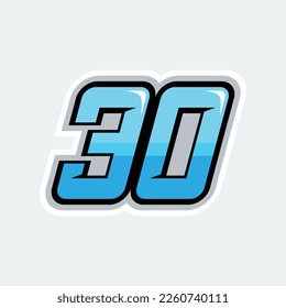 High quality design of 30 racing numbers for your business brand.