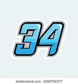 High quality design of 34 racing numbers for your business brand.