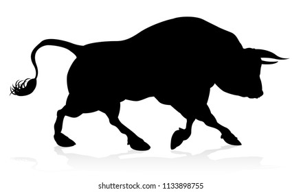 A high quality detailed bull male cow cattle animal silhouette