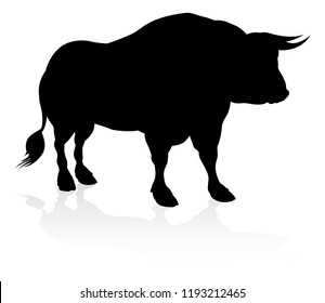 A high quality detailed bull male cow cattle animal silhouette