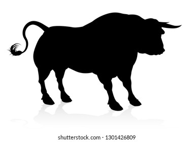 A high quality detailed bull male cow cattle animal silhouette