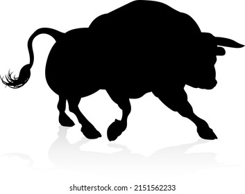 A high quality detailed bull male cow cattle animal silhouette