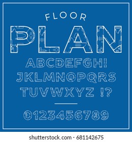 Fuente de visualización detallada de alta calidad 'Plano de piso', vector. Ideal para la construcción, renovación, diseño interior y planificación de carteles temáticos, banners y otros diseños. Planos del plan doméstico en forma de carta