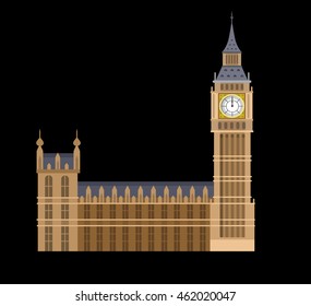 High quality, detailed most famous World landmark. Vector illustration of the Big Ben, the symbol of London and United Kingdom. Travel vector