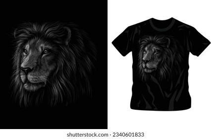 high quality detailed portrait of loin shirt design editable template 