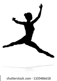 A high quality detailed silhouette of a ballet dancer dancing in a pose or position