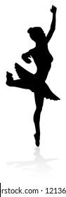 A high quality detailed silhouette of a ballet dancer dancing