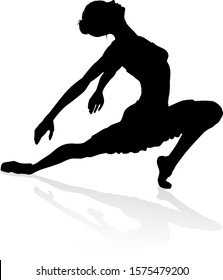 A high quality detailed silhouette of a ballet dancer dancing