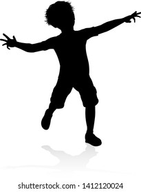 A high quality detailed silhouette of kid or child