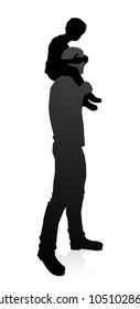 High quality and detailed silhouettes of father and child