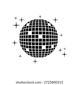 High quality disco ball vector icon with clean lines and modern style. Perfect for party, nightlife, music event, DJ, club branding, posters, flyers, apps, and digital design projects.