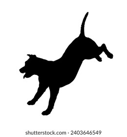 High quality Dog jumping silhouette Breeds Bundle Dogs on the move. Dogs in different poses.
The dog jumps, runs. dog is sitting. The dog is lying down  playing