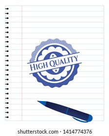 High Quality drawn with pen strokes. Blue ink. Vector Illustration. Detailed.