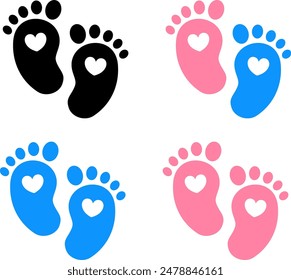 High Quality Editable Baby Footprint Vector EPS for Digital Art, Silhouette vector icon Eps