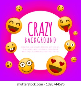 High Quality Emoticon Character on Pink and Purple Background . Isolated Vector Elements