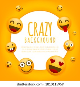 High Quality Emoticon Character Yellow Background . Isolated Vector Elements