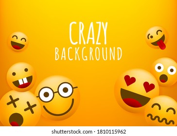 High Quality Emoticon Character Yellow Background . Isolated Vector Elements