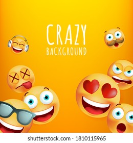 High Quality Emoticon Character Yellow Background . Isolated Vector Elements