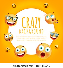 High Quality Emoticon Character Yellow Background . Isolated Vector Elements