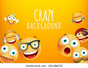 High Quality Emoticon Character Yellow Background . Isolated Vector Elements