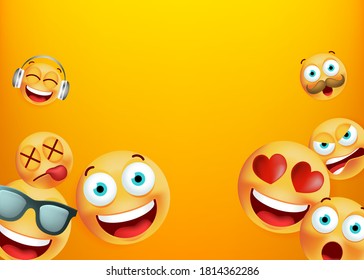 High Quality Emoticon Character Yellow Background . Isolated Vector Elements