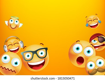 High Quality Emoticon Character Yellow Background . Isolated Vector Elements