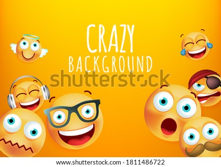 High Quality Emoticon Character Yellow Background . Isolated Vector Elements