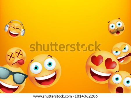 High Quality Emoticon Character Yellow Background . Isolated Vector Elements