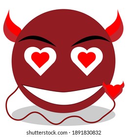 High quality emoticon with horns, devil emoticons on a white background. Red devil face emoticons. Popular chat elements. Popular emoticon.
