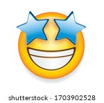 High quality emoticon isolated on white background.Star eyes emoji vector illustration.
Yellow face with a broad, open smile, showing upper teeth.Popular chat elements. Trending emoticon.