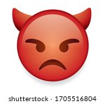 High quality emoticon isolated on white background. Angry Face with Horns.
Devil face emoji  vector illustration.Popular chat elements. Trending emoticon.