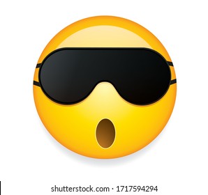 High quality emoticon isolated on a white background. Sleeping mask emoji.Yellow face smiley emoji sleeping.
Popular chat element. Trending emoticon.