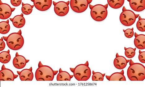 High quality emoticon isolated on white background. Angry Face with Horns.Devil face emoji  vector illustration.Emoji wallpaper.Emoticon background.