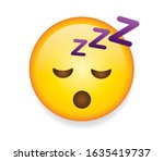 High quality emoticon on white background. Sleeping emoji vector illustration.
Yellow face emoji with closed eyes. Popular chat elements. Trending emoticon.