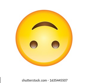 High quality emoticon on white background. Emoji upside down smiling.
Yellow face emoji smiling vector illustration.