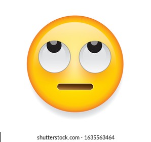 High quality emoticon on white background. Rolling eyes Emoji.
Yellow face with rolling eyes vector illustration. Popular chat elements. Trending emoticon.